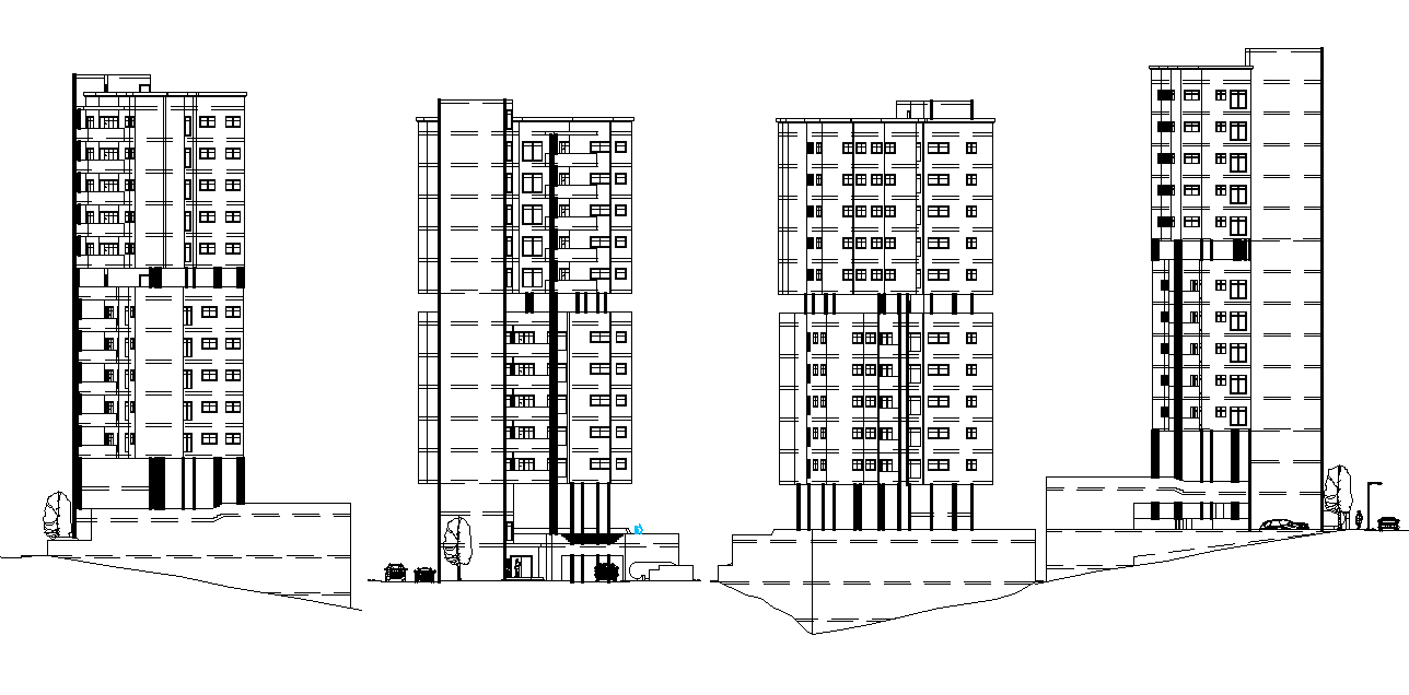 An elevation of the 10 floor building details is given in this 2D ...