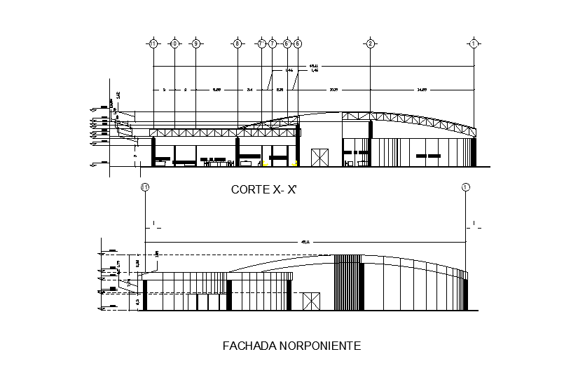 An elevation view of G+1 building elevation view is given in this ...