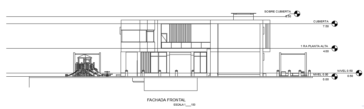 An elevation view of the 20x15m house building - Cadbull