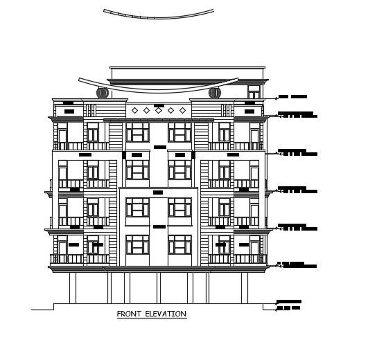 An elevation view of the 86’x44’ multifamily apartment building - Cadbull