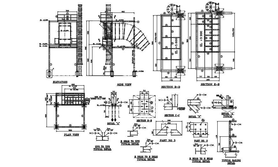 An elevation view of the sludge plant is given in this file - Cadbull