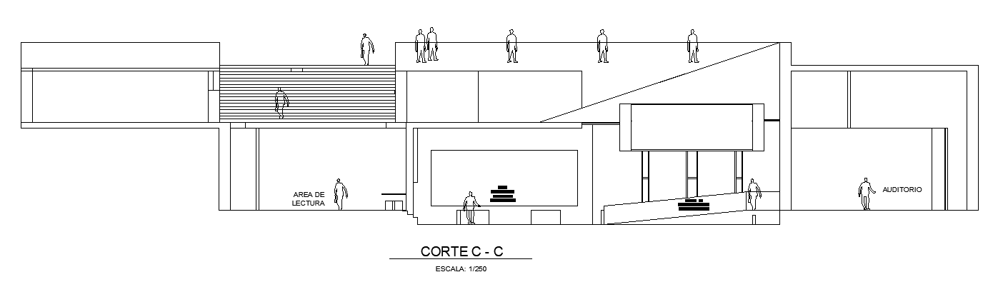 An interior cut section view of the 40x42m college building is given in ...