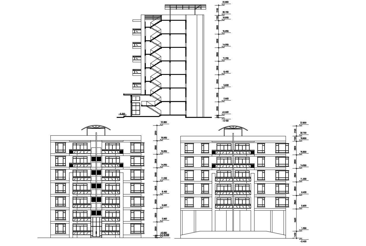 Apartment Building Design DWG File - Cadbull