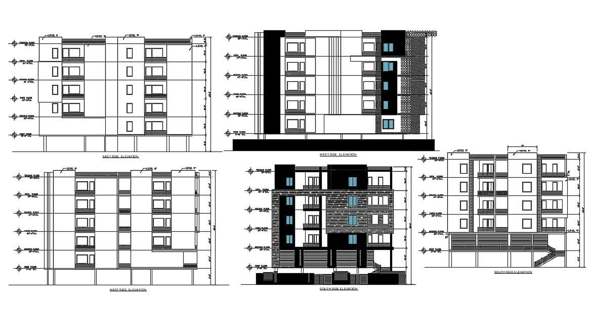 Apartment Building Elevation Cadbull 