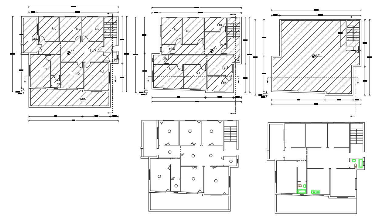 Apartment Building Floor Plan With Working Drawing AutoCAD File - Cadbull