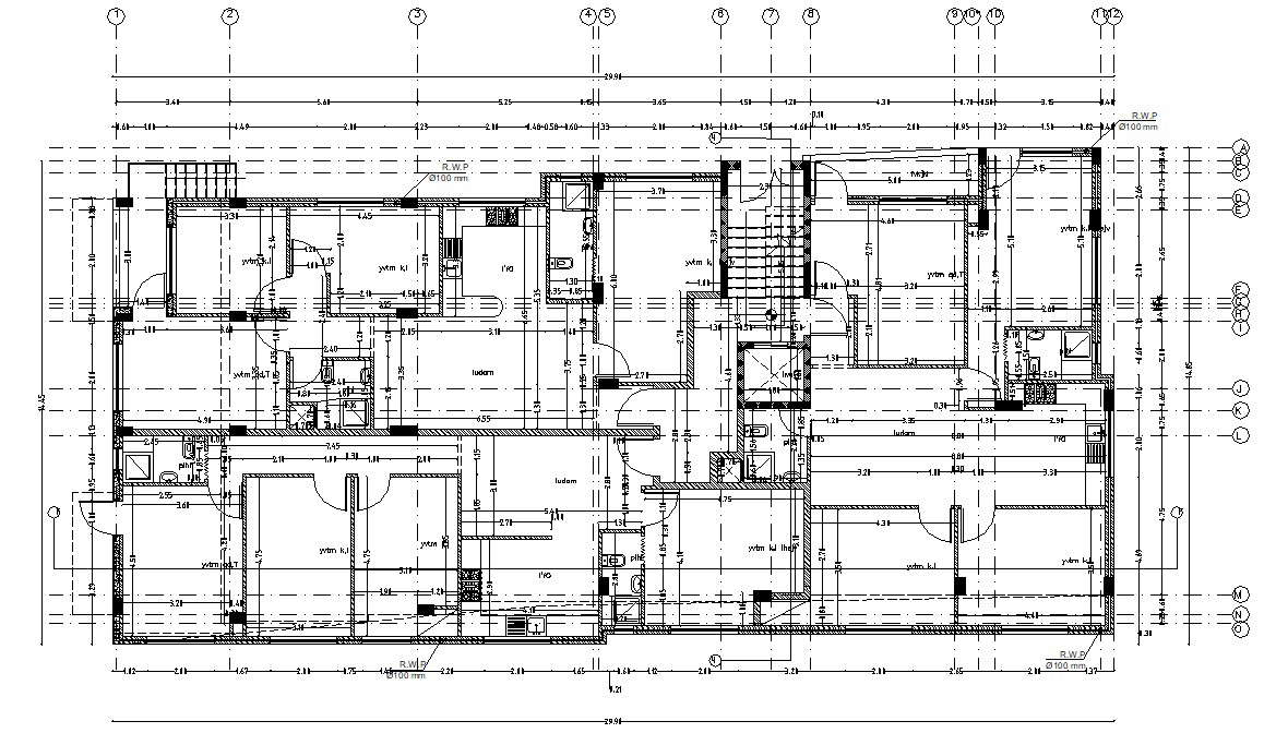 Center Line Foundation Plan Of House Drawing AutoCAD File Cadbull ...