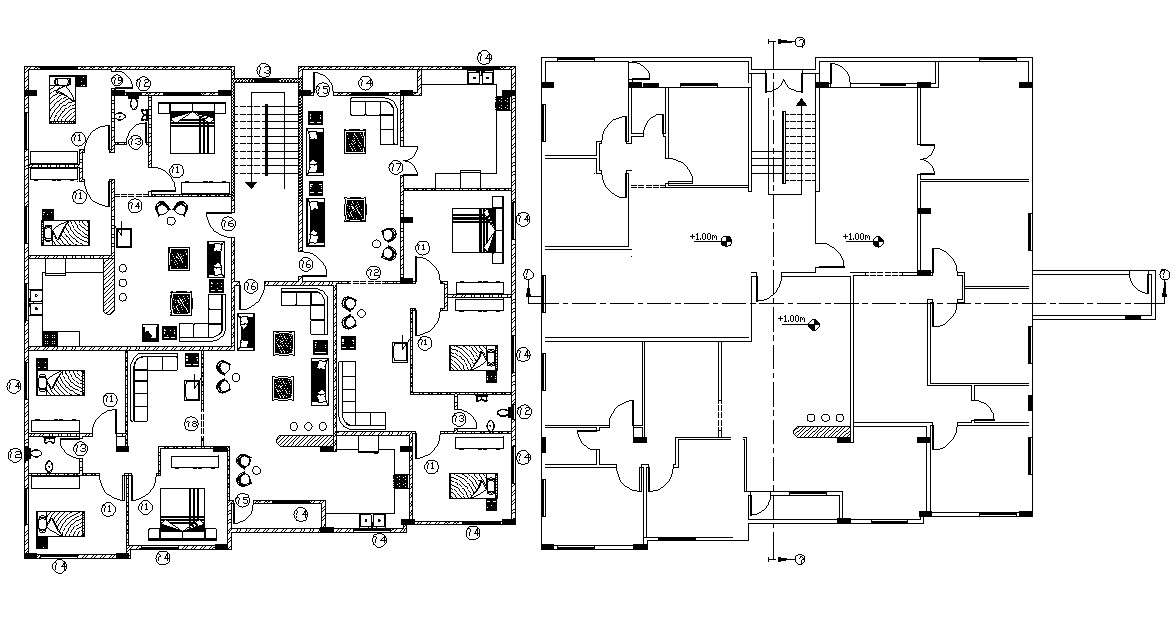 Apartment Floor Plan With Furniture Layout CAD Drawing - Cadbull