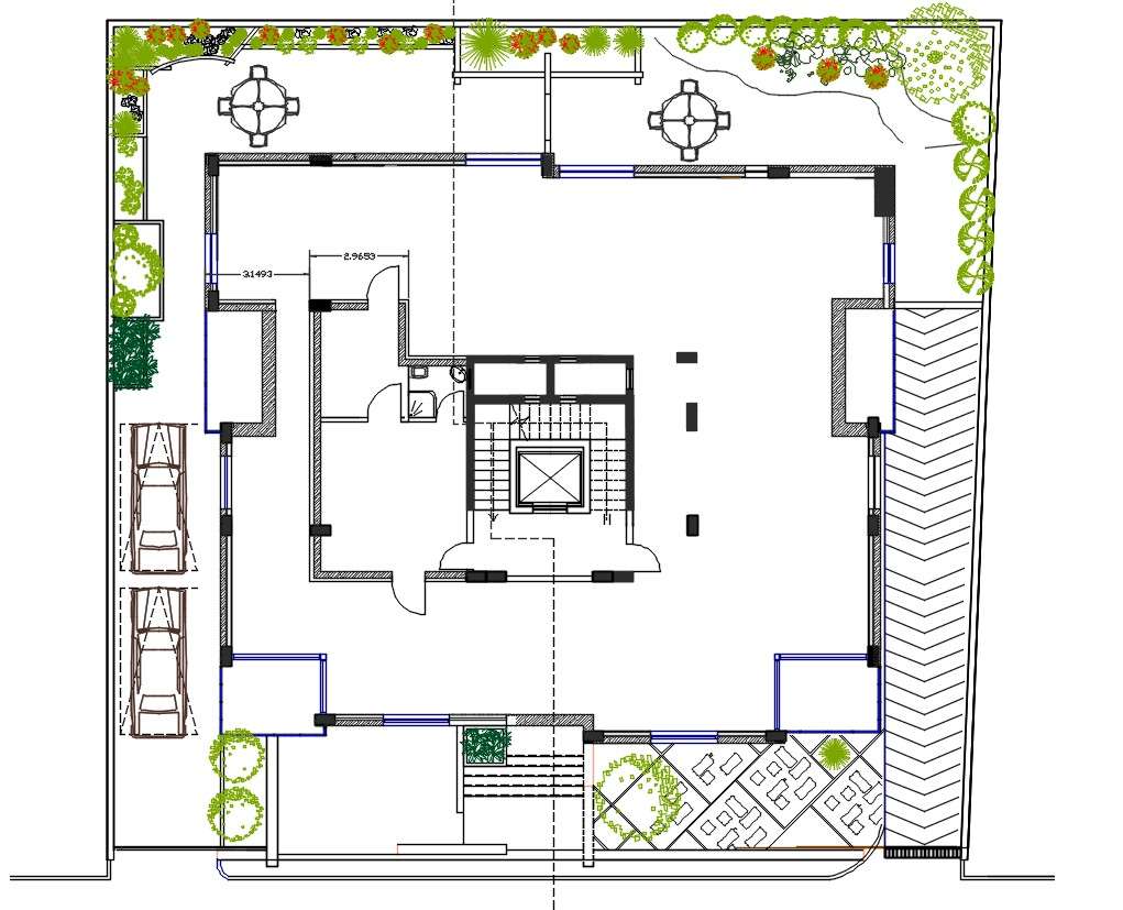 Apartment Ground floor Column Layout Plan CAD Drawing - Cadbull