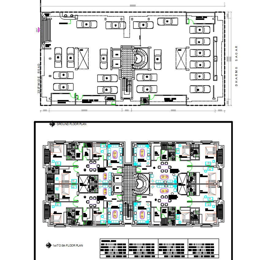 Apartment House Plan With Parking DWG File - Cadbull