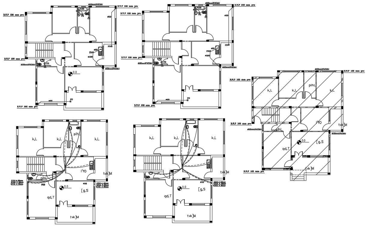 Apartment House Sanitary And Plumbing Layout Plan Dwg File Cadbull