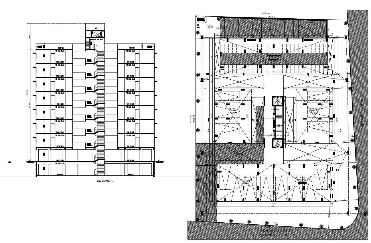 Apartment Section CAD Drawing Cadbull