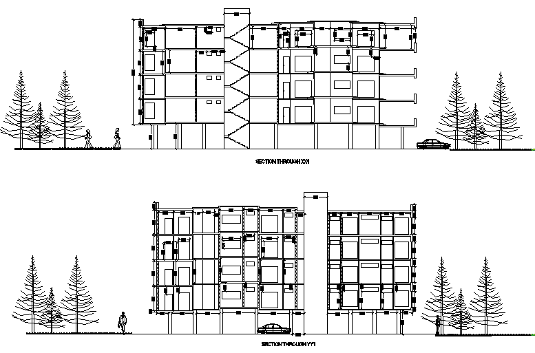 Apartment Elevation And Section Detail Dwg File Cadbull 