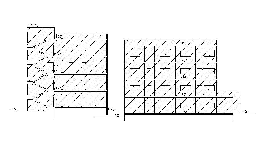 Apartment Building Sectional Drawing CAD File - Cadbull