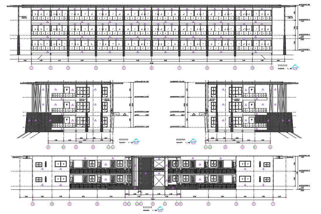 Apartment Building With sectional Elevation Drawing DWG File - Cadbull