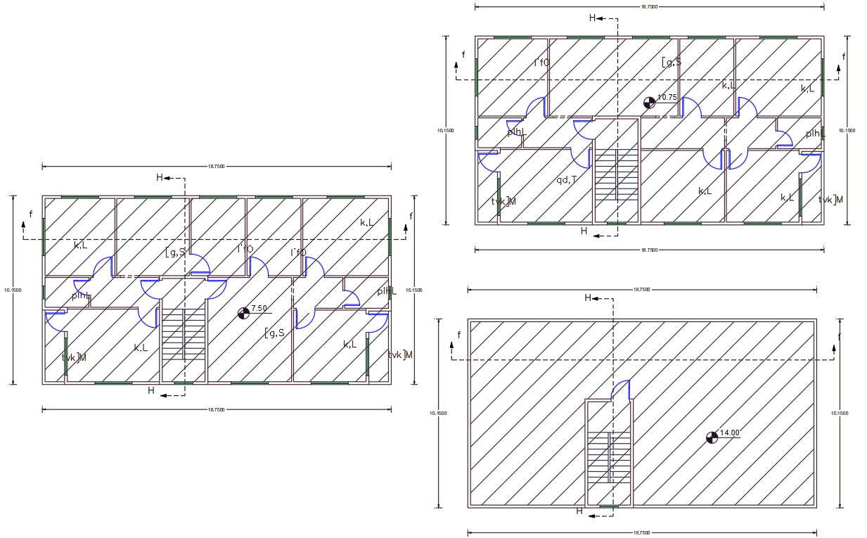 Apartment Floor Plan DWG File (Plot Size 213 Square Yards) - Cadbull