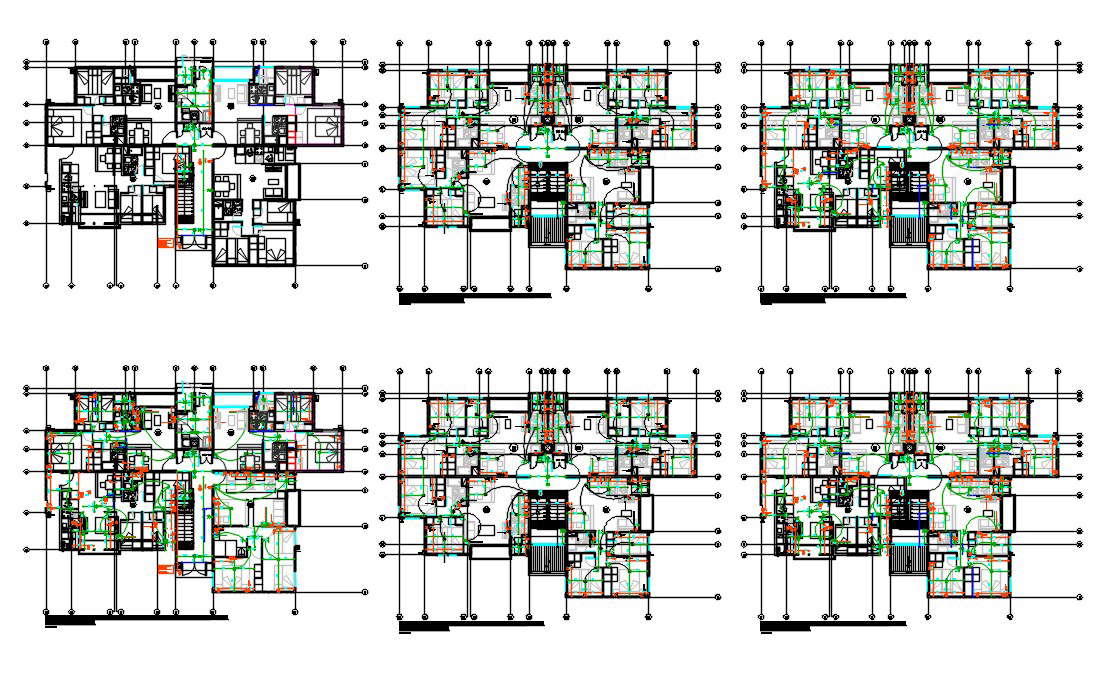 Apartment Floor Plan With Furniture And Electrical Layout Drawing ...