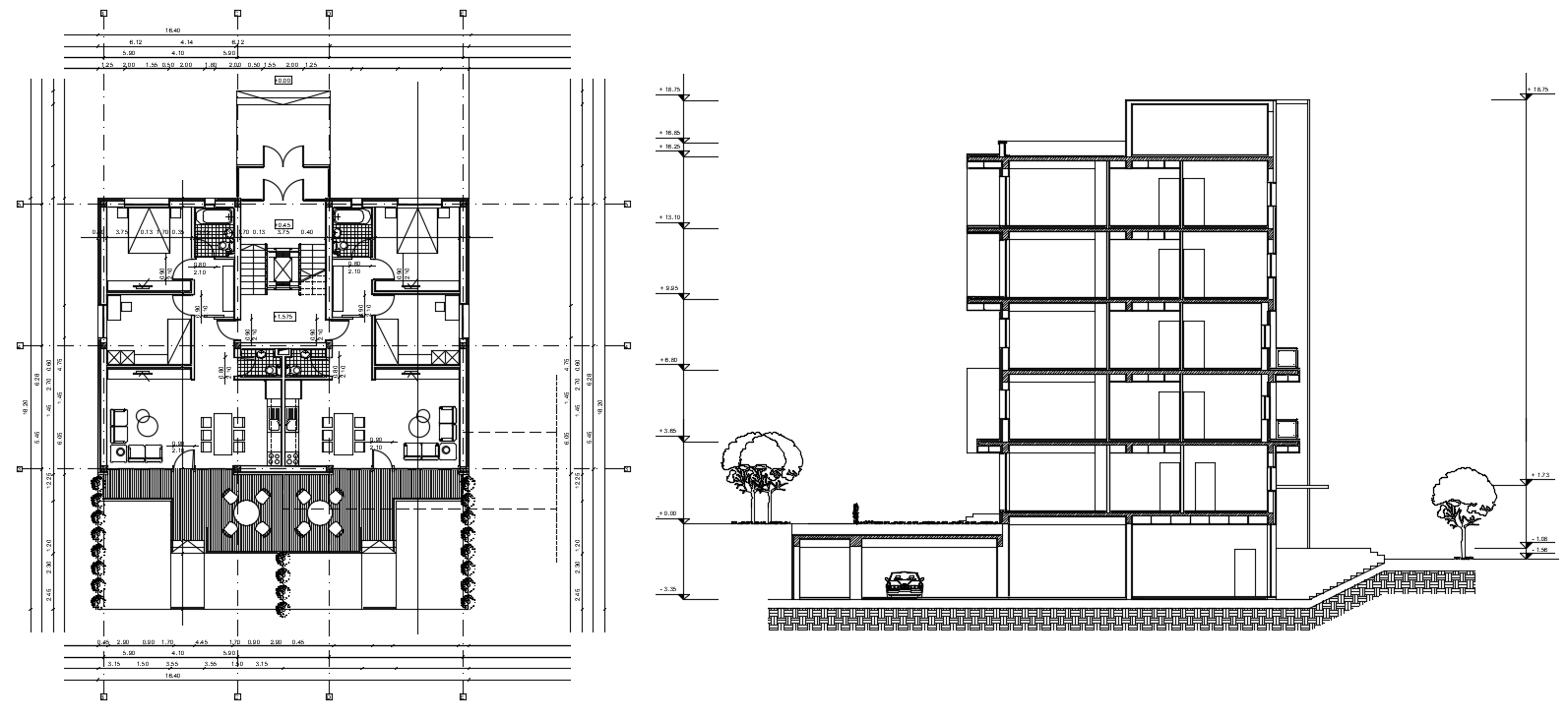 Apartment building design cad drawing is given in this cad file ...