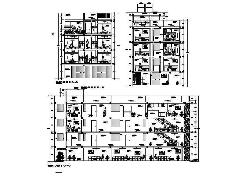 Apartment building sectional elevation design defined in this file ...