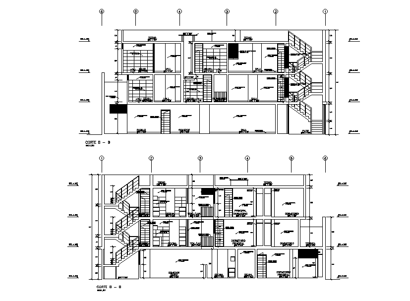 Apartment sectional elevation drawing specified in this AutoCAD file ...