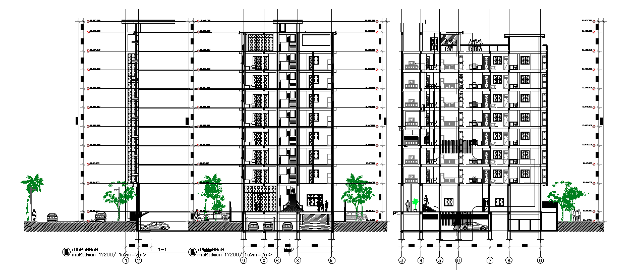 Apartment section drawing separated in this CAD file