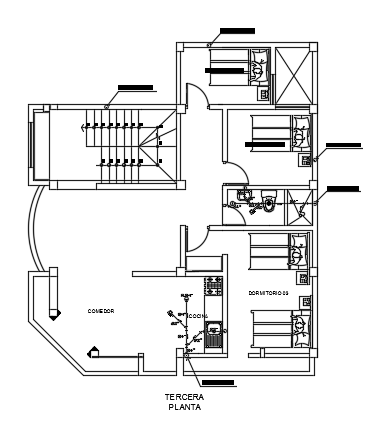 A plumbing layout of the 9x10m architecture three story first floor ...