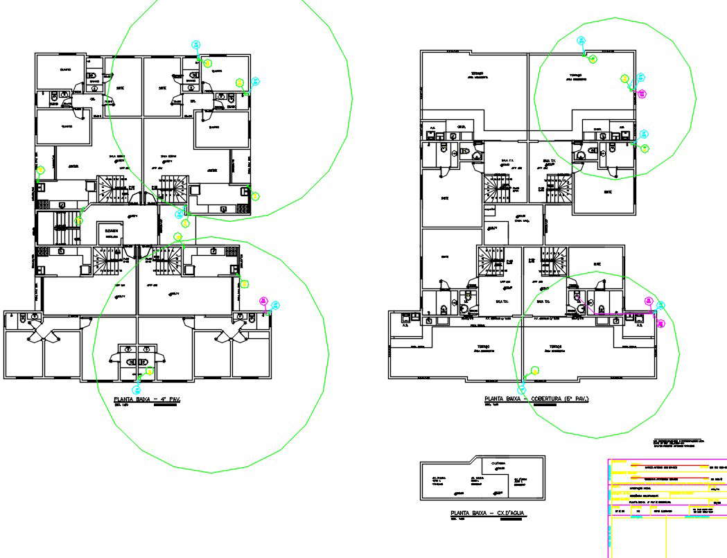 A plumbing layout of the multifamily residential 3bhk house plan - Cadbull