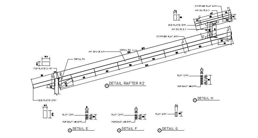 A rafter 2d detail drawing - Cadbull