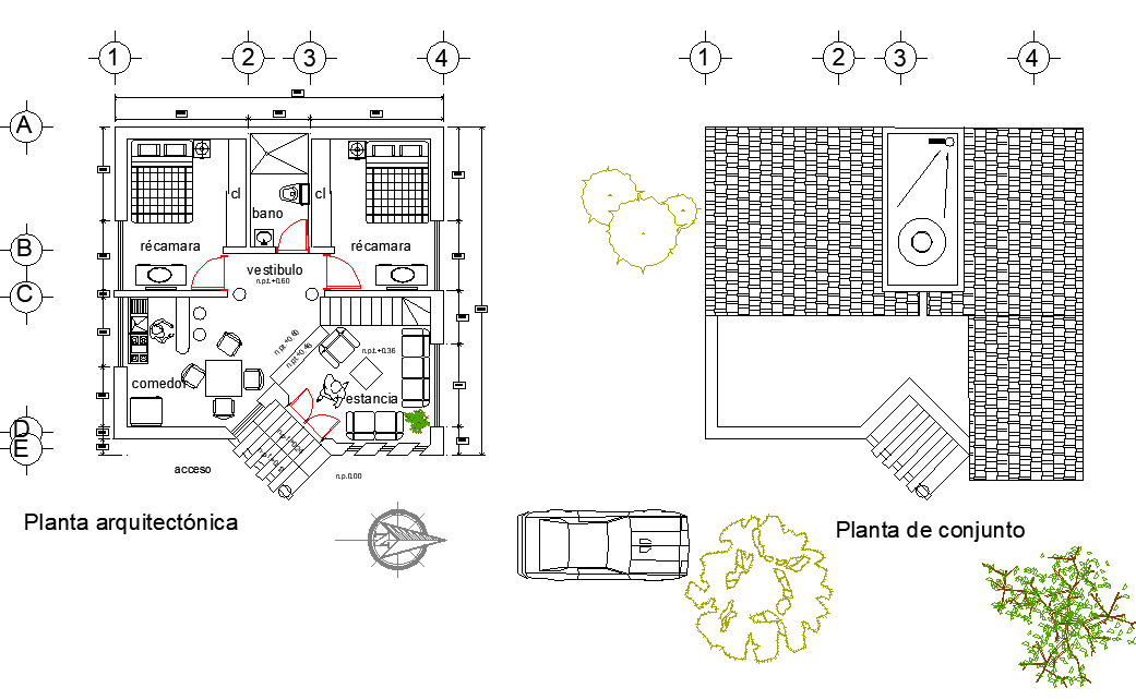 Architect House Plan Detail Dwg File - Cadbull