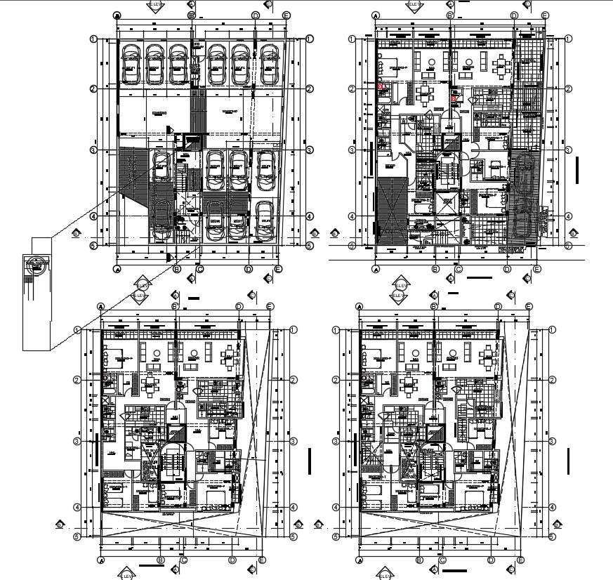 Residential building plans with detail dimension in DWG file - Cadbull