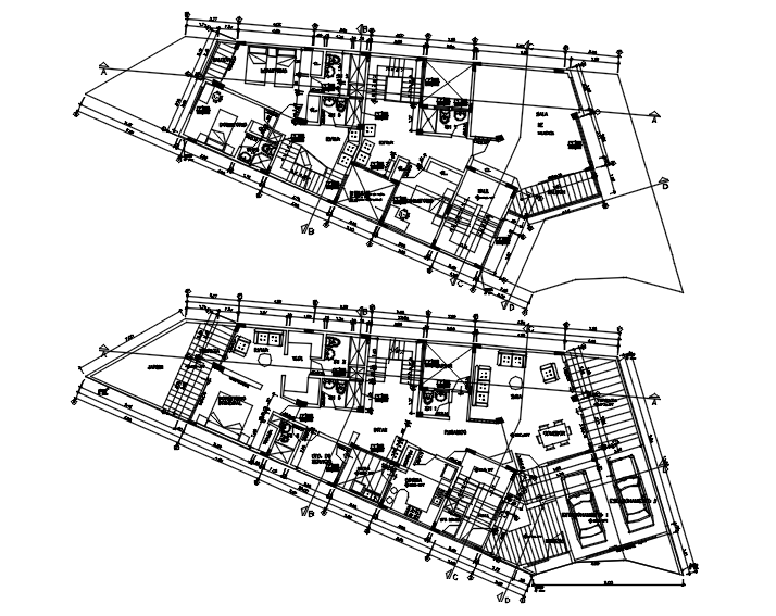 Architectural plan of apartment design in dwg file - Cadbull