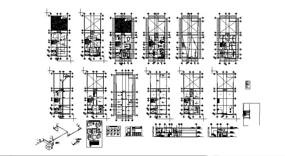 Architectural plan of house 9.95mtr x 25.00mtr with section and ...