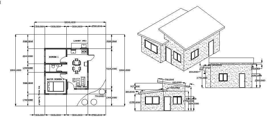 Architectural plan of house design in dwg file - Cadbull