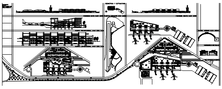 Architectural plan of the airport with detail dimension in dwg file ...