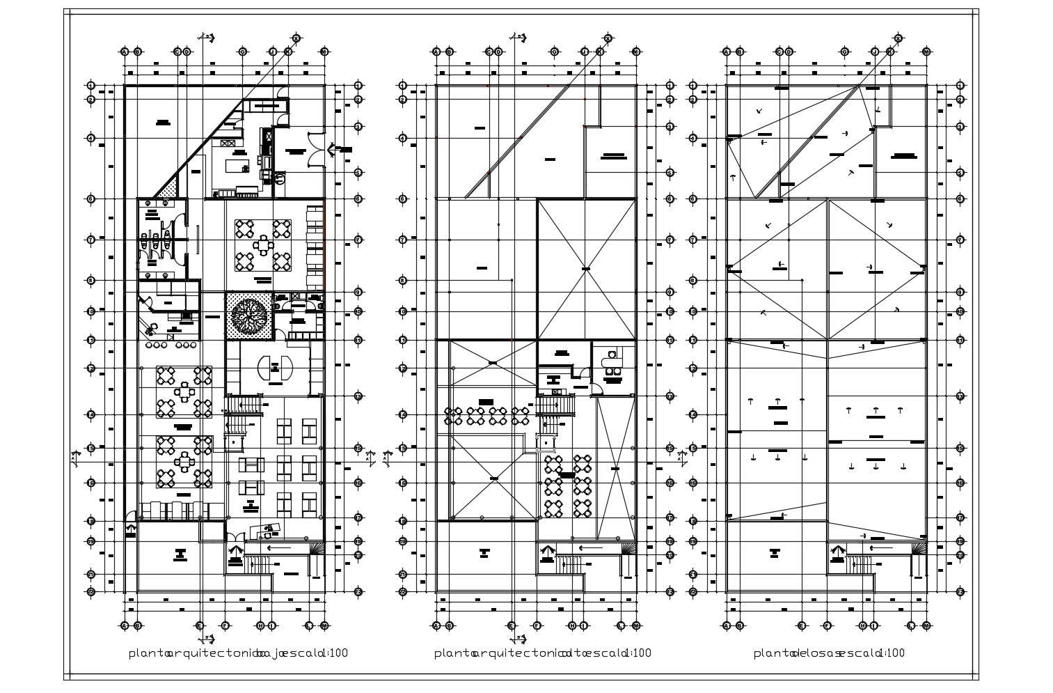 Architectural plan of the restaurant with detail dimension in dwg file ...