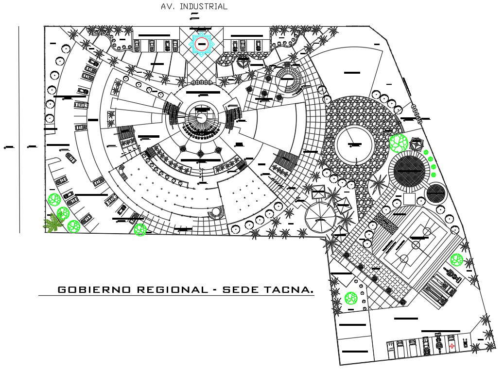 Architectural site plan CAD drawing download - Cadbull