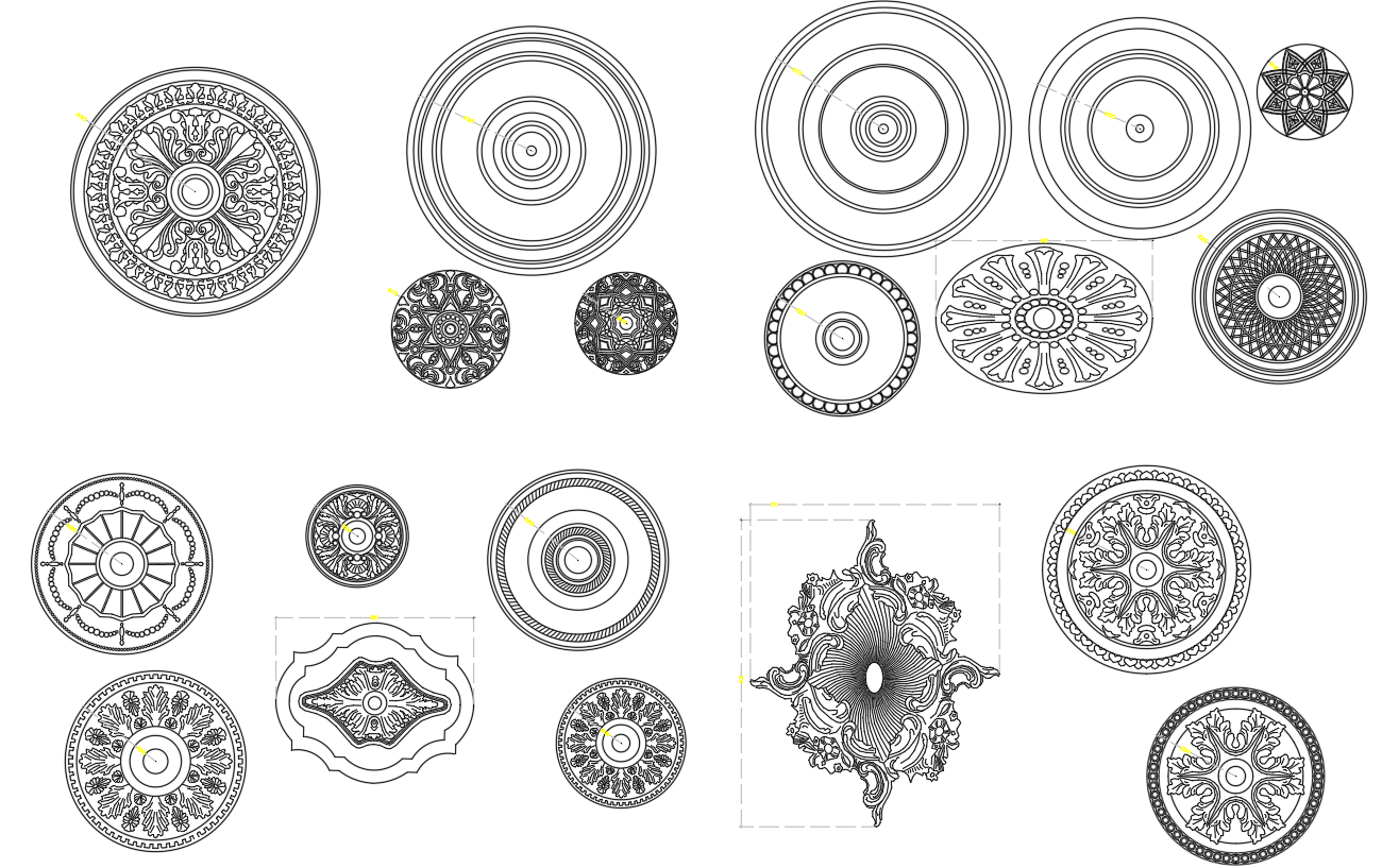 Architectural Rosettes Cad blocks Drawing in dwg file - Cadbull