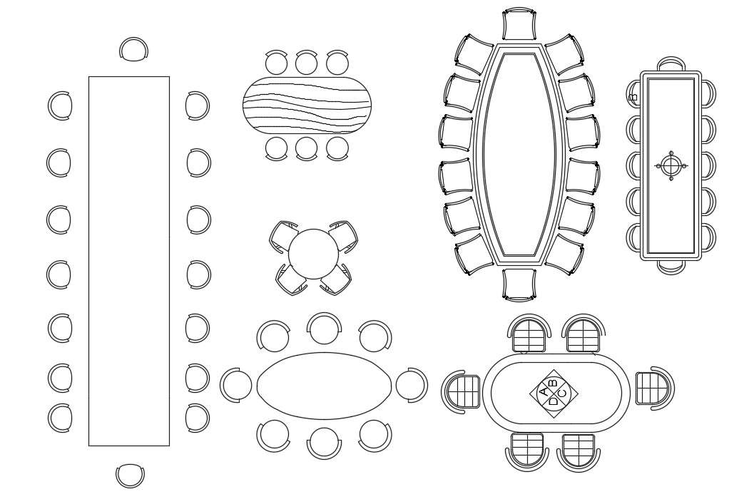 Architectural drawing of the various types of awesome dining table ...