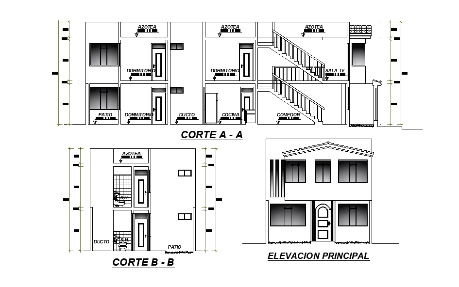 Architectural home section view is given in this Autocad drawing file ...