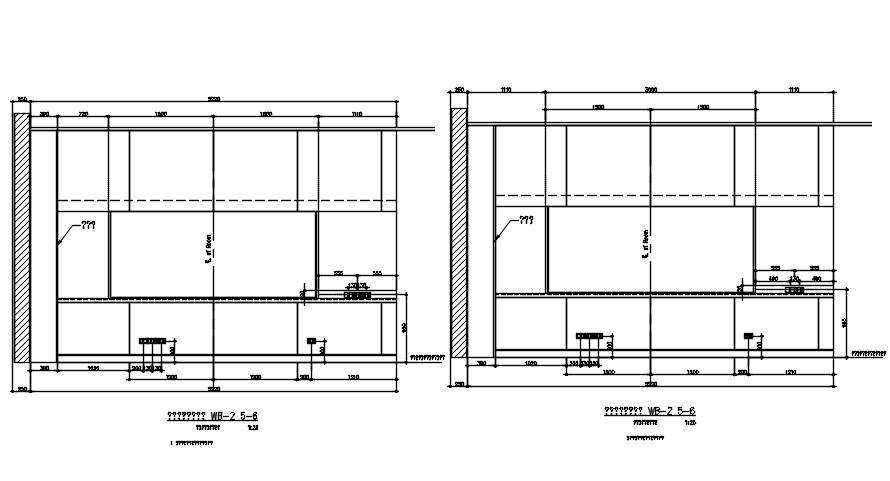 Architectural plan of the kitchen side view is given in this AutoCAD ...