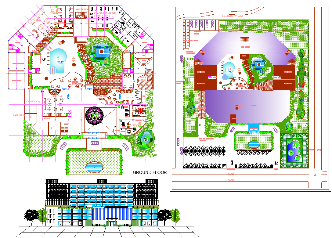 Architecture Star Hotel Project Dwg File Cadbull