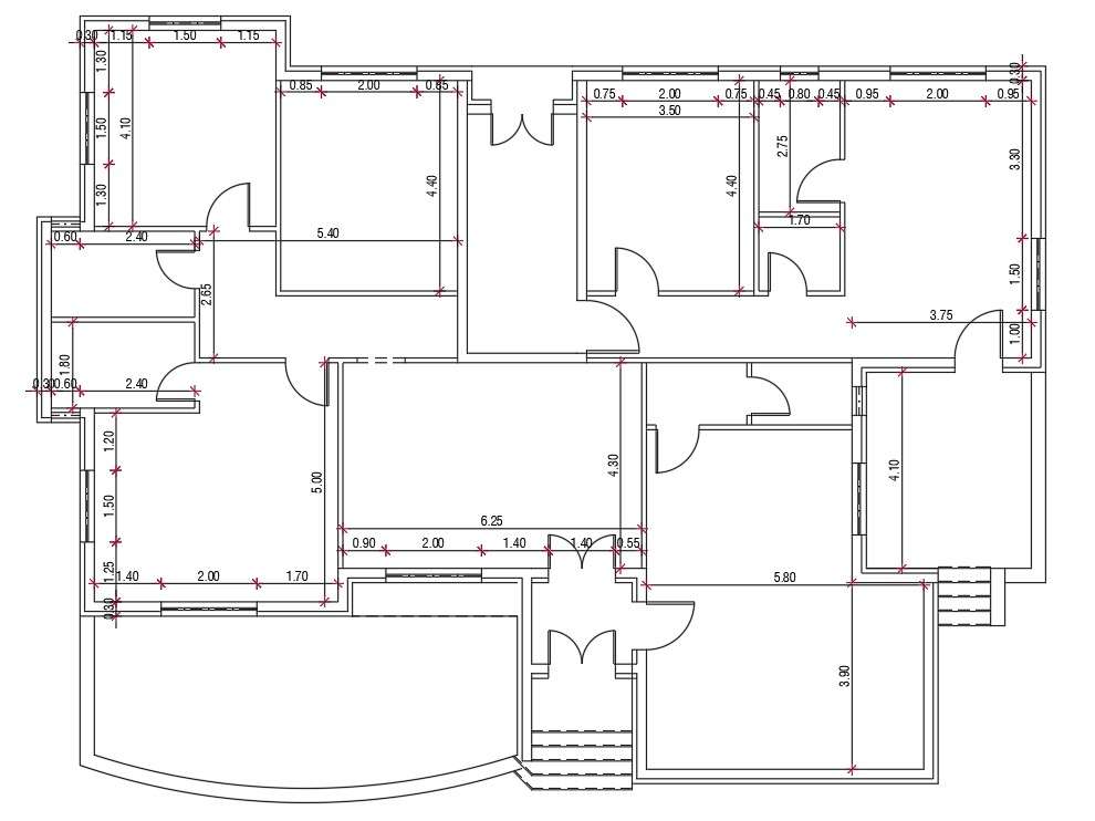 Architecture Bungalow Ground Floor Plan AutoCAD Drawing