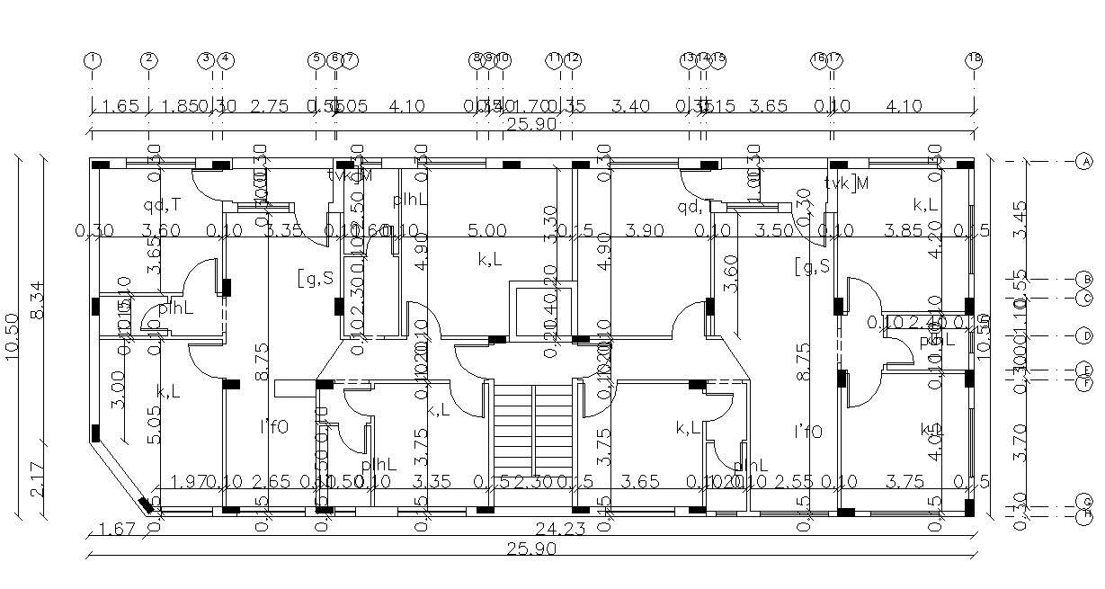 Architecture Drawing Apartment Floor Plans With Column layout - Cadbull