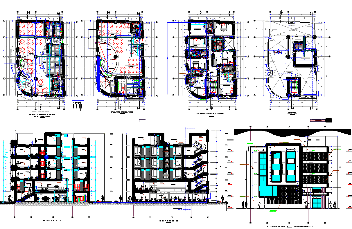 Architecture Hotel Project Dwg File Cadbull