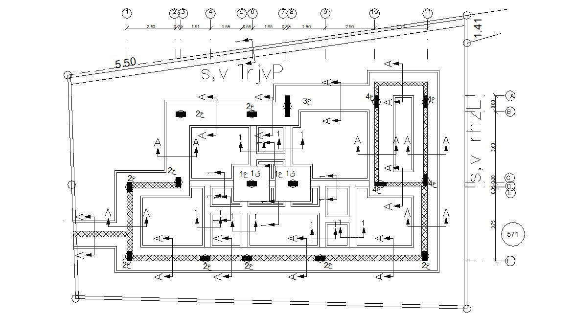 Architecture House Column Layout Plan Working Drawing - Cadbull