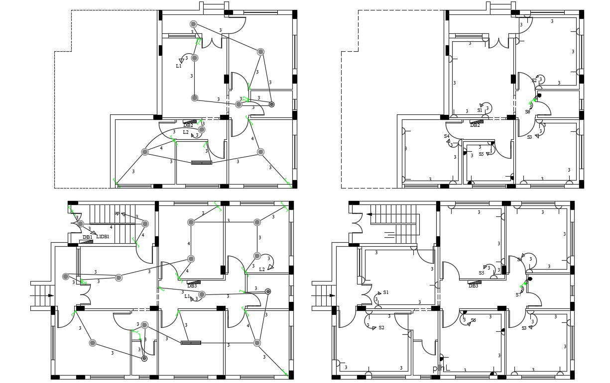 Architecture House Electrical Wrining Layout Plan Drawing DWG File ...