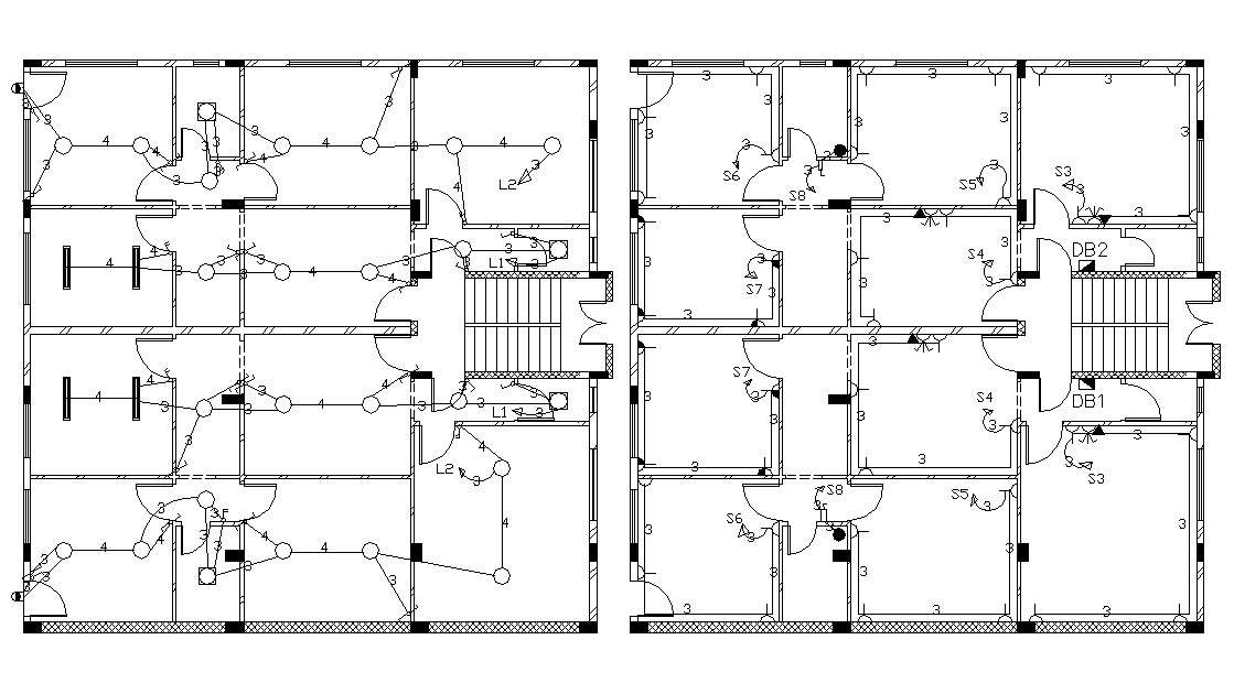 Architecture House Floor Plan Electrical Layout Drawing Dwg Cadbull