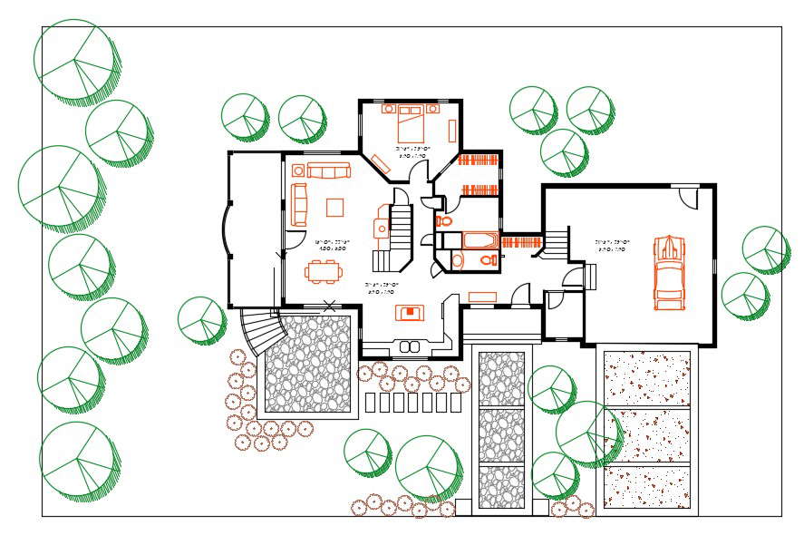 Architecture House Master Plan with Landscaping Design - Cadbull