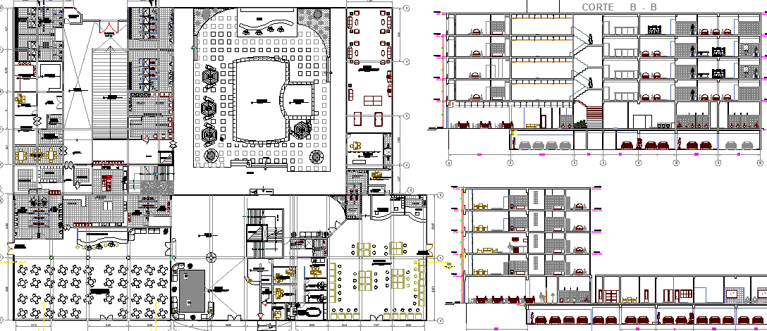 5 Star Hotel Layout Plan And Elevations Autocad File