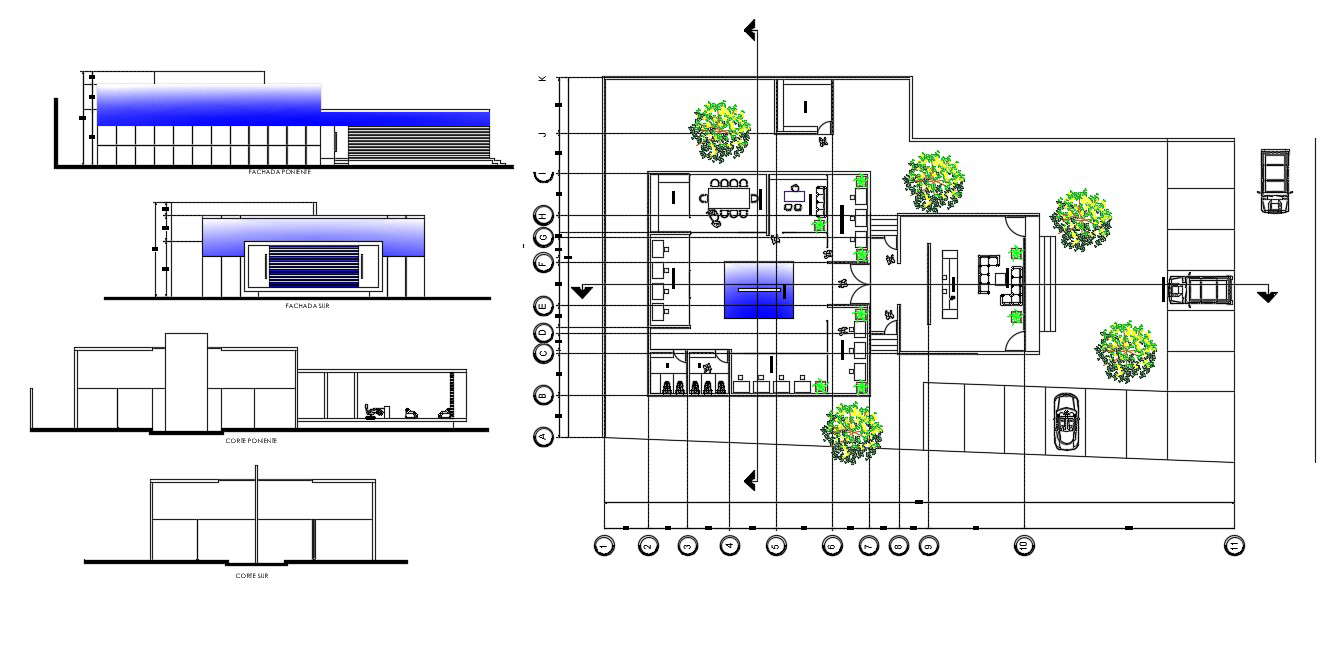 Architecture Office Floor Plan And Elevation Design AutoCAD File - Cadbull