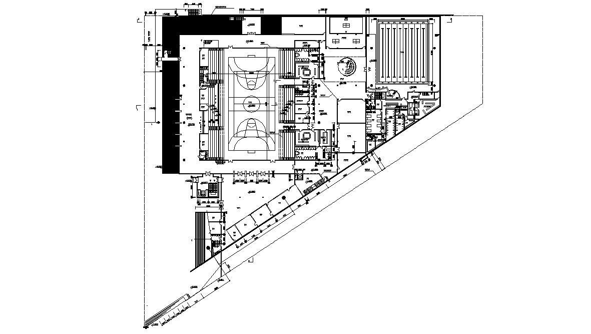 Architecture Plan Stadium And Club Design With Furniture Plan - Cadbull